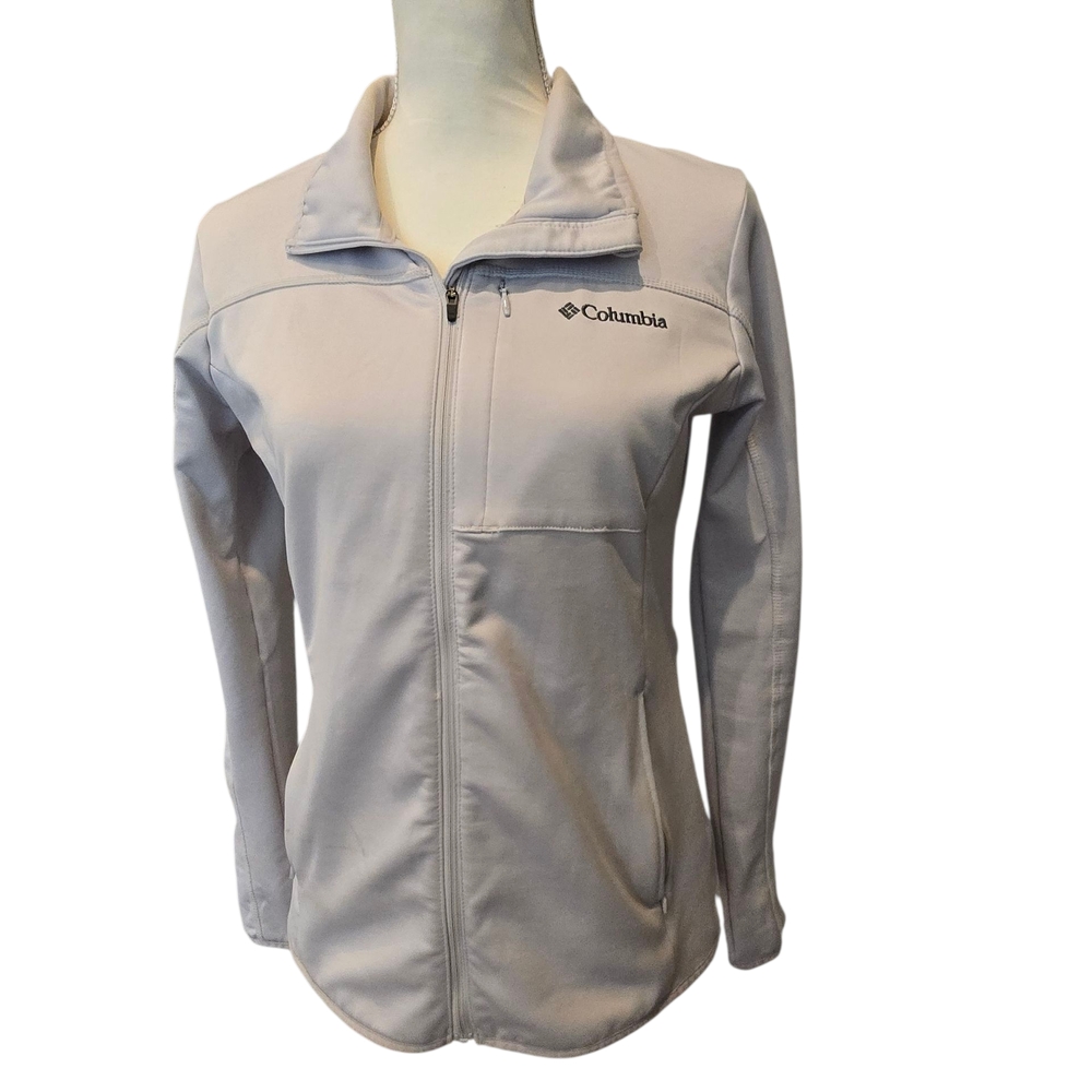 😁Columbia Women's Light Gray Full Zip Jacket Size Medium